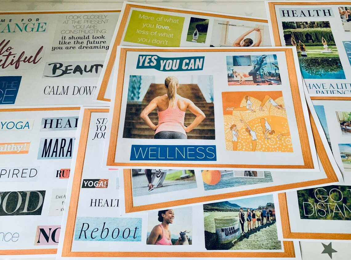 Fitness Printable Vision Board Kit Wellness Inspiration Add | Etsy