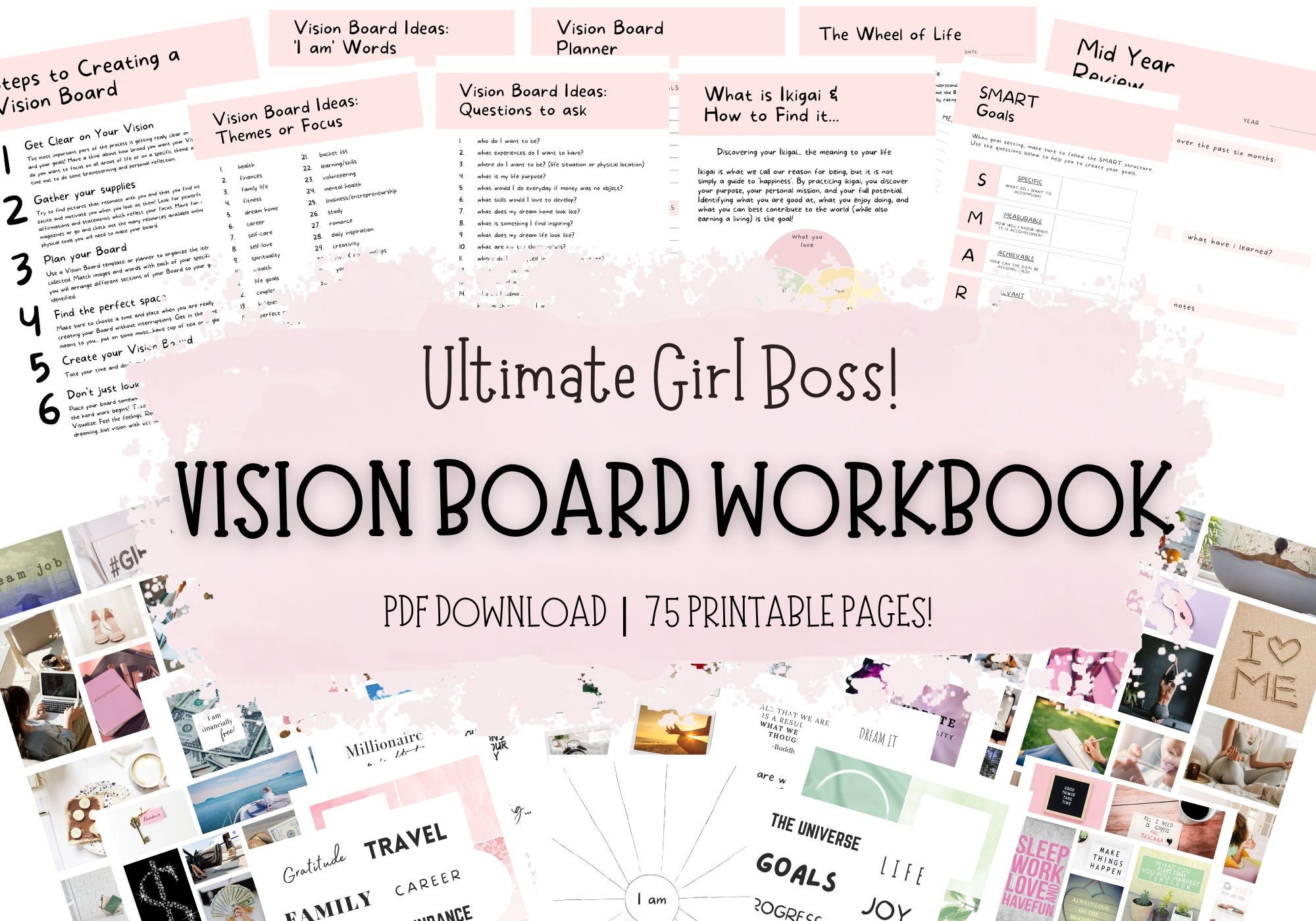 Vision Board Printable Planner Manifestation Workbook - Etsy