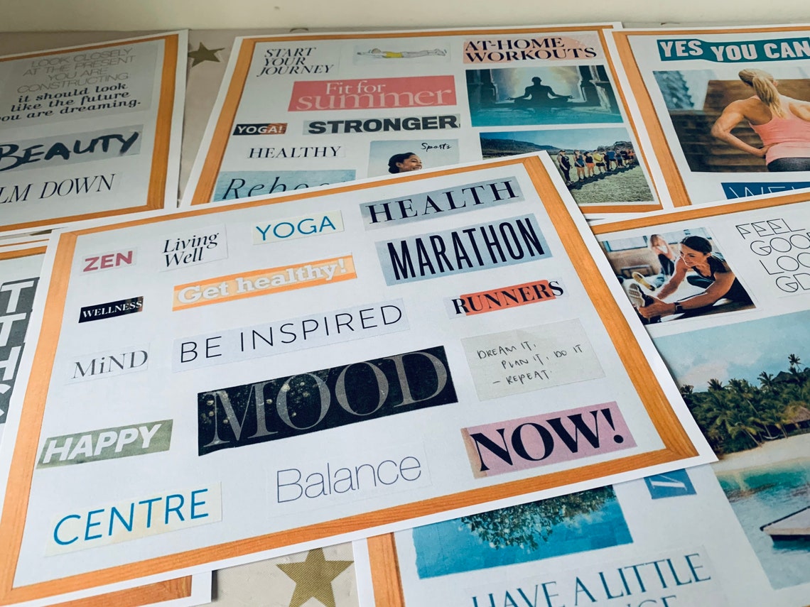 Fitness Printable Vision Board Kit Wellness Inspiration Add | Etsy