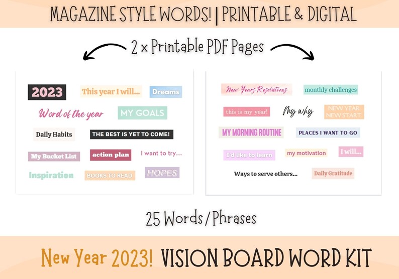 2023 Vision Board Printable Vision Board Digital 2023 Etsy