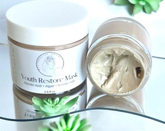 Youth Renew Face Mask - Glycolic Acid + Algae + Niacinamide - Gentle, Potent, Creamy Mask for a Glowing, Supple Appearance