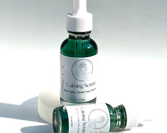 Calm Serum - Balancing, Soothing - Blue Tansy + Green Tea + Karanja Oil - Soothing Elxir for Calm Happy Skin