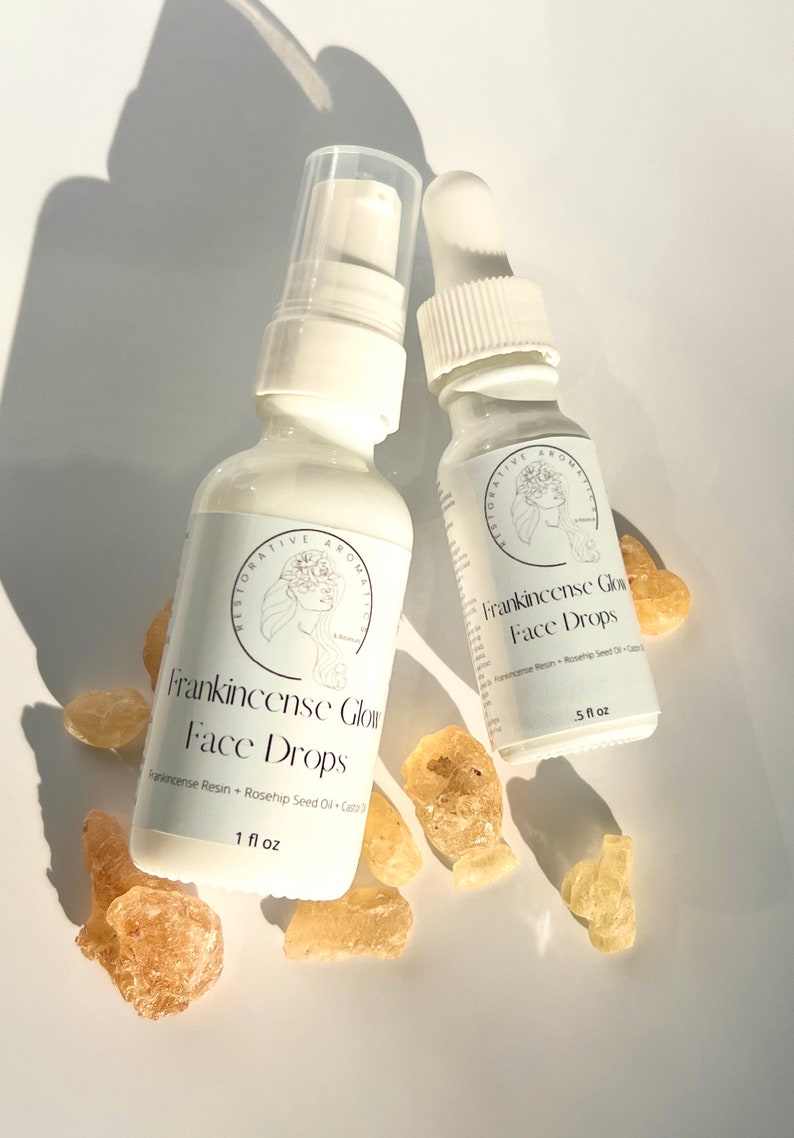 Frankincense Resin Glow Face Drops | Face Oil | Age Defying | Brighten | Boswellic Acids | Rosehip Seed Oil + Frankincense + Castor Oil image 2