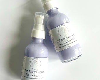 Exfoliating Cream Face Cleanser - Glycolic Acid + Butterfly Pea Flower + Malic Acid - Nourishing, Exfoliating and Soothing