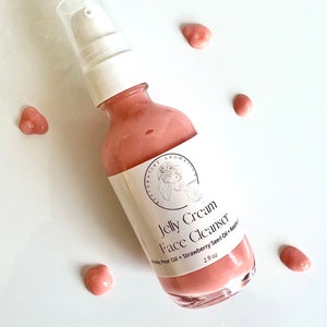 Jelly Cream Face Cleanser - Soapless Face Wash - Prickly Pear + Strawberry Seed Oil + Rosehip Pulp CO2 - Gently Removes Impurities