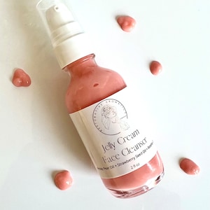 Jelly Cream Face Cleanser - Soapless Face Wash - Prickly Pear + Strawberry Seed Oil + Rosehip Pulp CO2 - Gently Removes Impurities