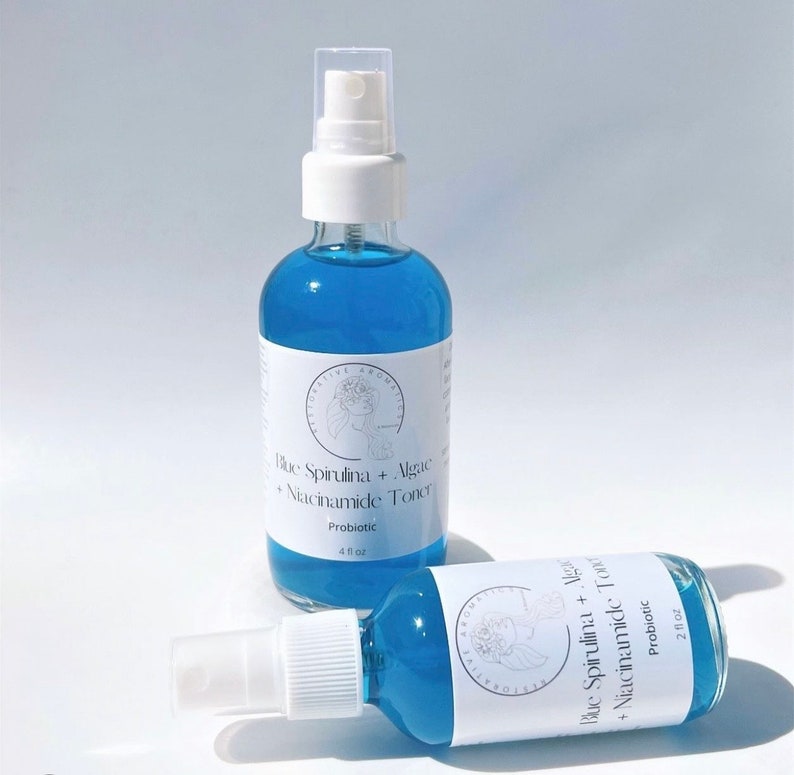 Blue Spirulina Algae Niacinamide Probiotic Face Toner Promotes Healthy, Glowing, Balanced Skin image 1