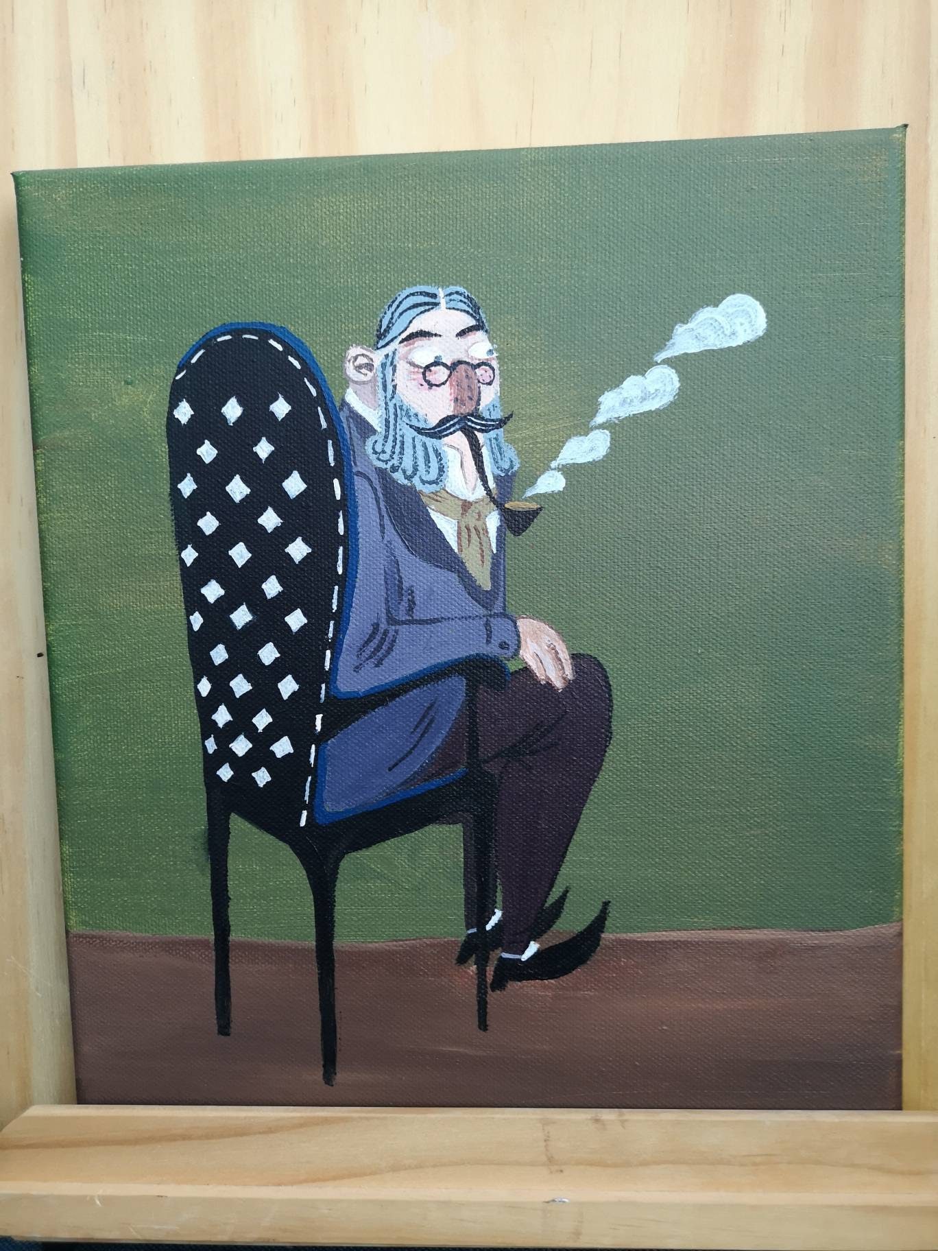 Illustrated 1900s Old Man Sitting on the Chair Painting Etsy Ireland