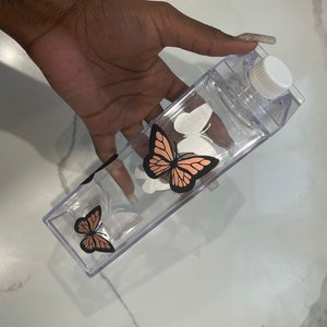NIEUWE butterfly melk karton herbruikbare waterfles UK, gymfles, cadeau voor vriend, gepersonaliseerd, op maat gemaakt, kerstcadeau, verjaardag
