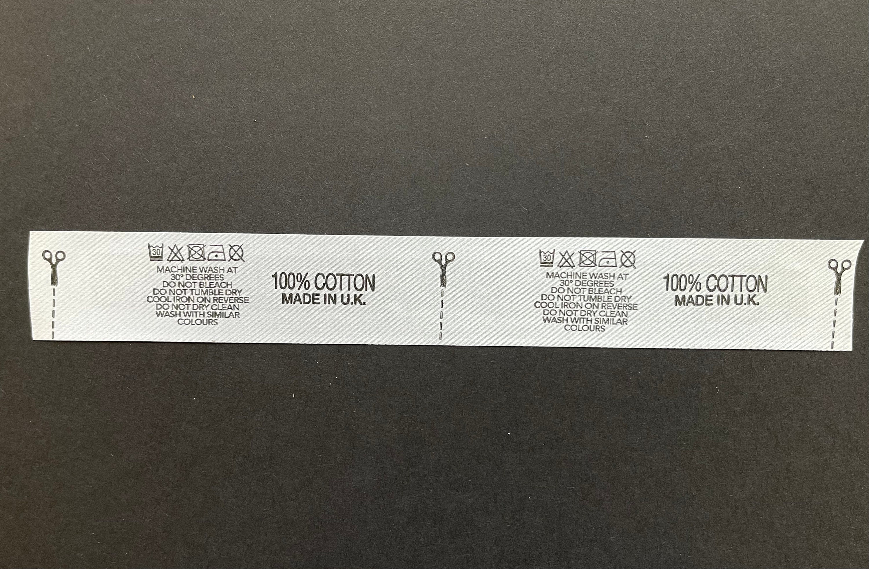 Wash Instructions Clothing Care Labels black white Print 50 pcs - 100%  Cotton