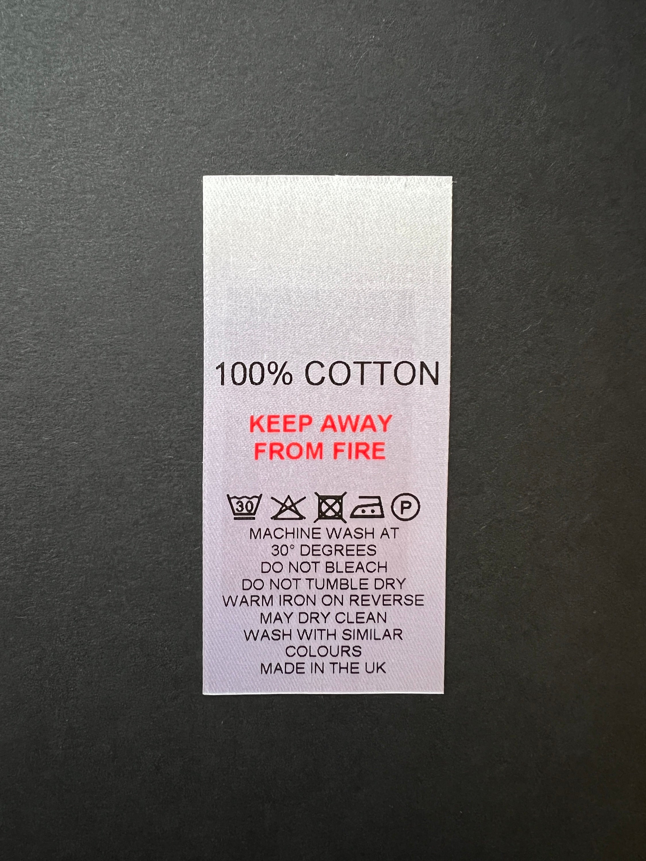 Wash Care Label WHITE Satin Washing Instructions Pre Cut - Etsy UK