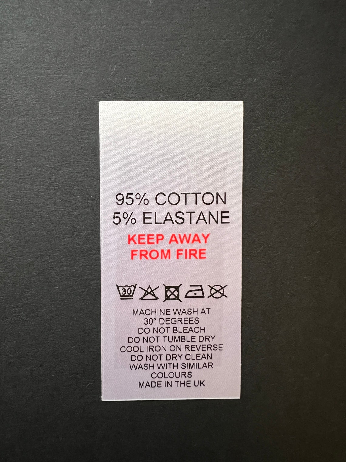 Wash Care Label WHITE Satin Washing Instructions Pre Cut - Etsy UK
