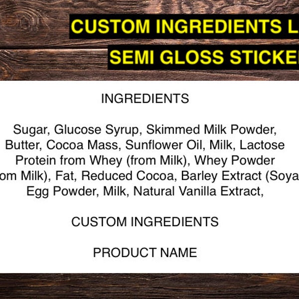 Custom Ingredient Labels Etsy