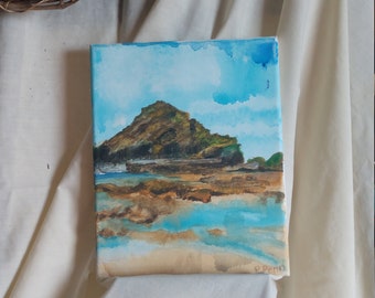 Acrylic on Canvas | Painting | Mountain Beach Landscape | Original