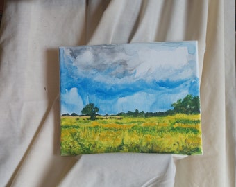 Acrylic on Canvas | Painting | Colorful Summer Country Field | Original