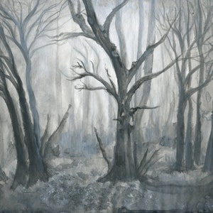 Impression d’art | Acrylique sur toile | Forêt grise effrayante