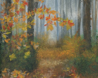 Art Print | Acrylic on Canvas | Fall Forest Trail