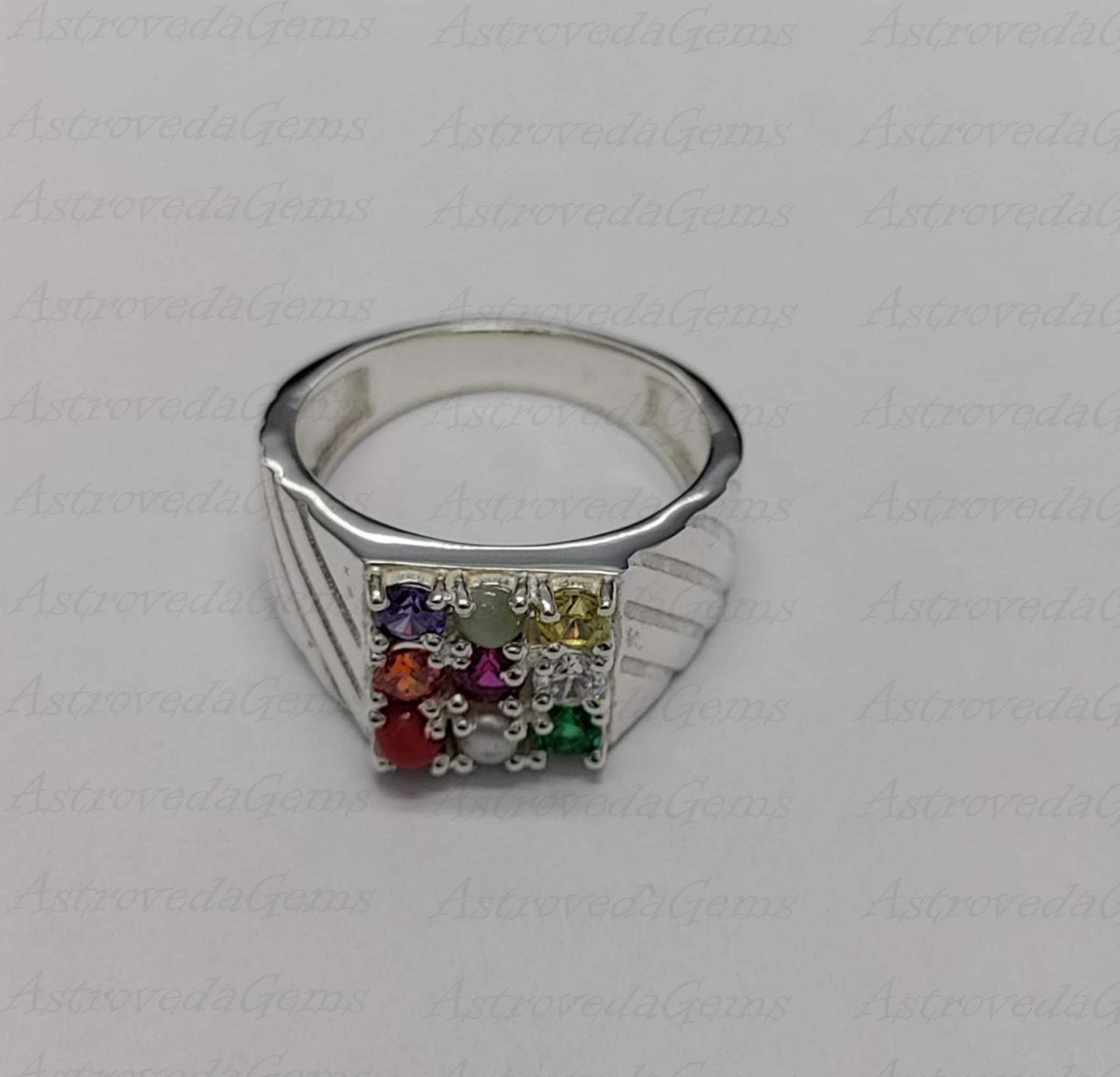 Handmade Ring For Man And Women Navartna Ring 925 Sterling SilverGold Plated Anniversary Gift.