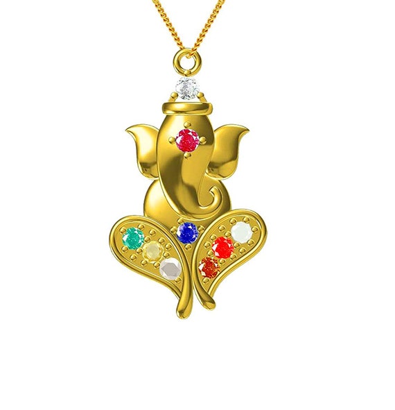 Navratna Ganesh Pendant 925 Sterling 