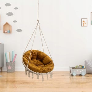 Velvet Round Cushion for papasan chair | Pad for Rattan Papasan | Seat Cushion for Papasan | Bowl Chair Cushion Lounge Replacement Pillow