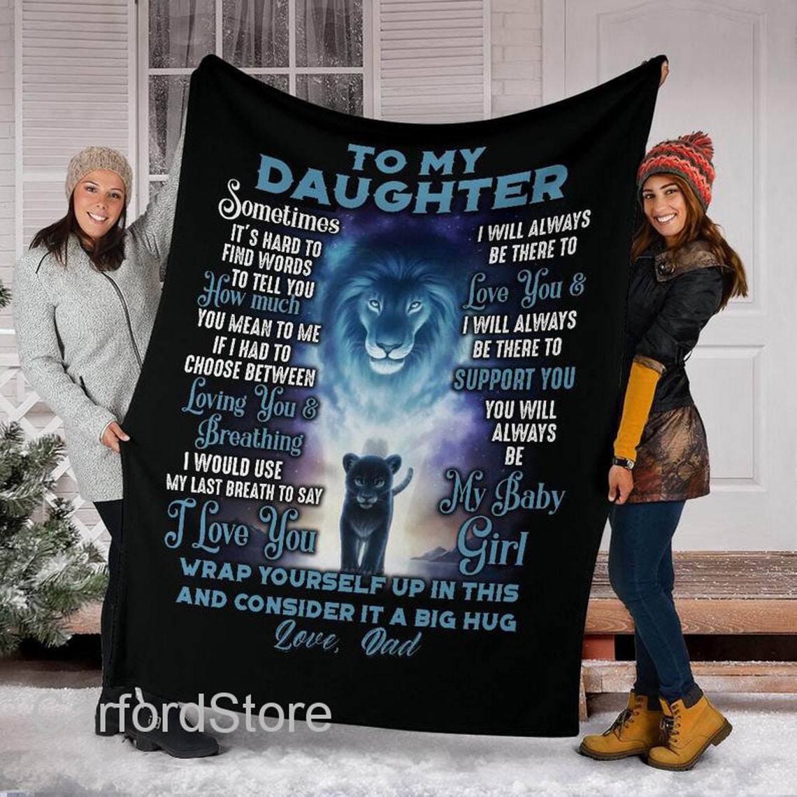 Personalized To My Daughter Lions Blanket Gifts For Etsy
