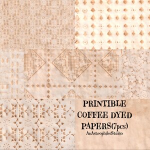 Printable Coffee Dyed Papers, Digital Coffee Stained Paper, Junk ...