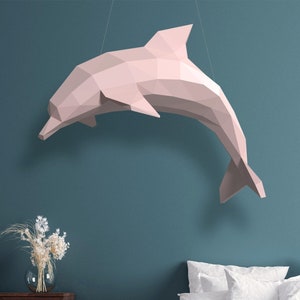 DOLPHIN Sculpture, Papercraft template, 3D Papercraft dolphin, Low Poly sculpture, Make your own, Origami, Digital file, Home decor, DIY