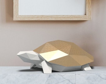 Origami Turtle Sculpture, 3D Papercraft Template (PDF)