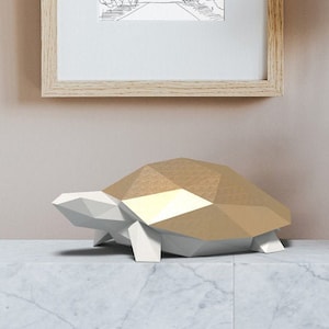 TURTLE sculpture, Origami, Papercraft PDF template, 3D turtle, Low Poly sculpture, Make your own, Digital template, Home decor, Trophy, DIY