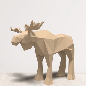 Large MOOSE Sculpture, Papercraft design template, 3D Papercraft moose, Low Poly sculpture, Make your own, DIY, Origami, Pdf,Home decor, Elk
