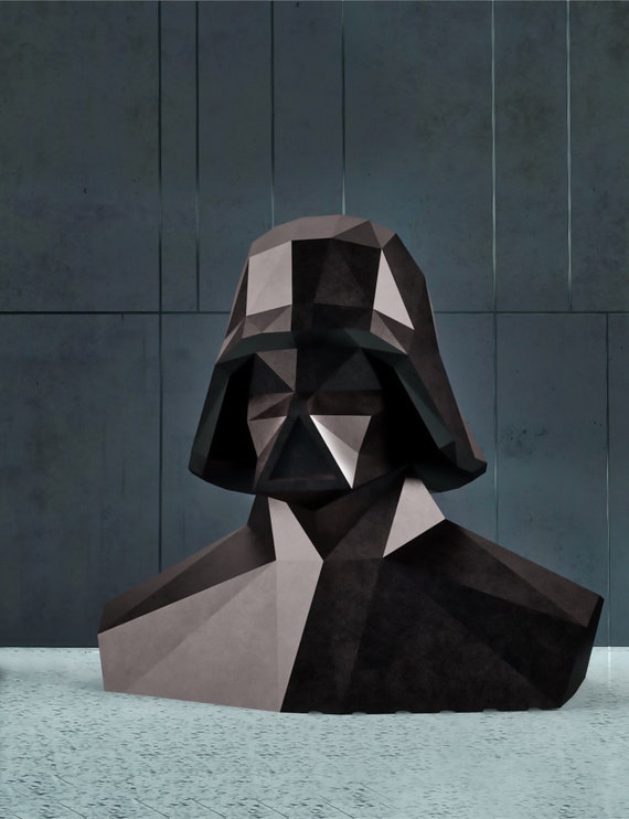 Darth Vader Papercraft Sculpture Template, Star Wars Low Poly DIY (Digital template)