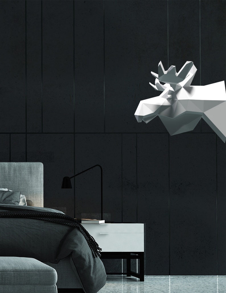 MOOSE Trophy, Papercraft Design Template, 3D Papercraft Moose, Low Poly ...