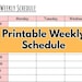 Printable Weekly Schedule - Etsy