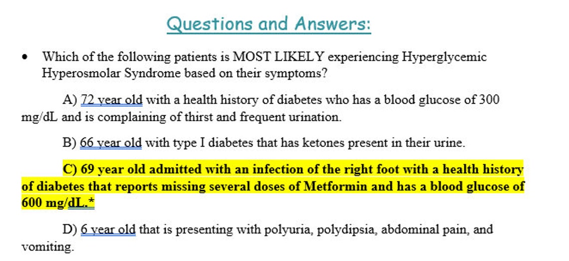 Diabetes Nursing Study Guide Etsy