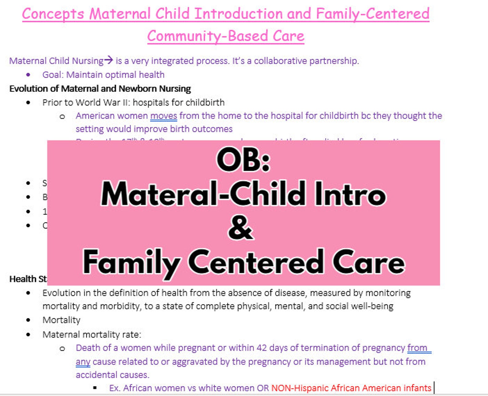 Concepts Maternal Child Introduction & Familycentered Communitybased