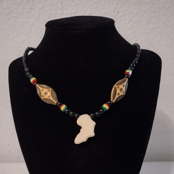 Africa Continent map  Necklace, African Necklace beads handmade handcrafted from Burkina Faso