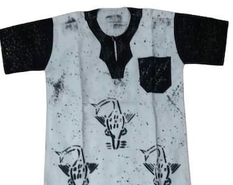 Traditional African  ethnic shirt  for men. Bogolan made in mali .size L