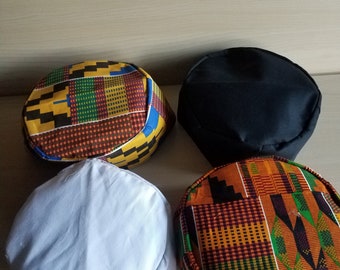 Chapeau Kente Kufi Chapeau Kufi africain 100 % coton Taille unique Chapeau Kufi africain Style Kufi Chapeau Kufi imprimé africain Kente 55 cm