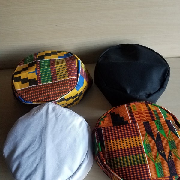 Kente Kufi Hat African Kufi Hat 100% Cotton One Size African Kufi African Hat Kufi Style Kente Print African Print Kufi Hat 55 cm