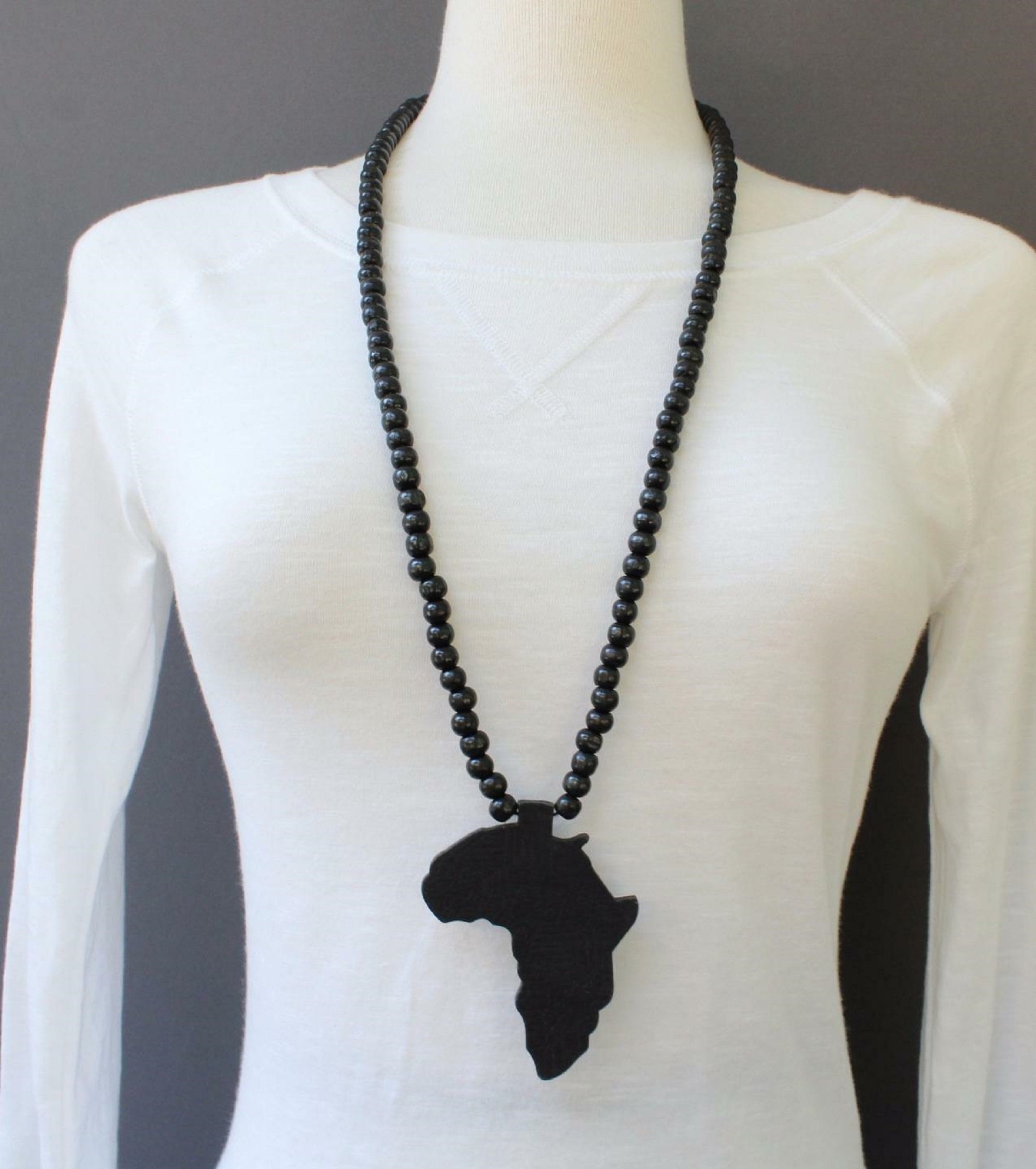 NEW Black wooden africa pendant necklace beads chain african Etsy