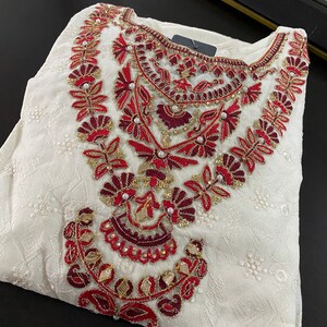 Pakistani white embroidered kameez