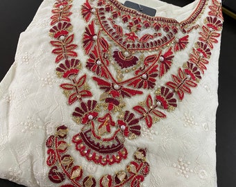Pakistani white embroidered kameez