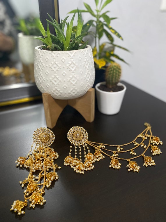 Shanifa modern bahubali earrings with hair style – Affinity Giya