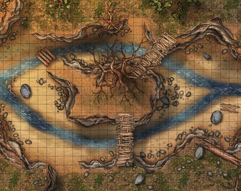 Flooding Ravine DnD RPG Battlemap 39x22