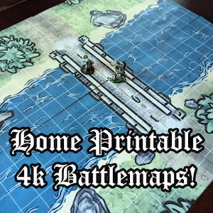 4K afdrukbare River Bridge Battlemap voor TTRPG's