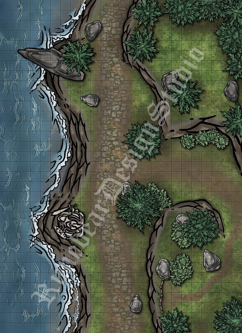 D&D Battle Map Printable Coastal Crossroads for TTRPG Etsy