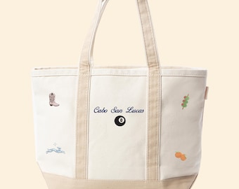 Personalized Icon Embroidered Canvas Tote - Embroidered Personalized Tote Bag - Custom Canvas