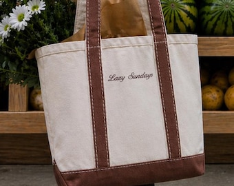 Custom Canvas Tote Bag with Zipper, Custom Text Tote Bag, Bridesmaid Gift, Embroidered Tote, Bridal Party Bag, Bachelorette Gift