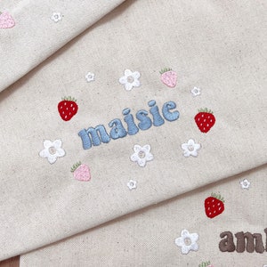 Custom Tote - Strawberry Tote - Cottage Tote - Strawberry Embroidery -Personalized Gift - Custom Embroidery - Cute Tote - Cute Bag