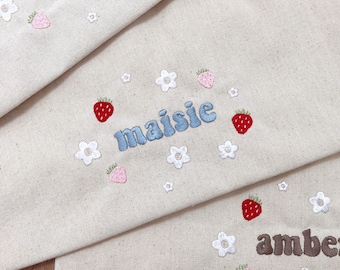 Custom Tote - Strawberry Tote - Cottage Tote - Strawberry Embroidery -Personalized Gift - Custom Embroidery - Cute Tote - Cute Bag